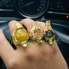 nhẫn quy long vàng 18k thạch anh tóc vàng