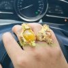 nhẫn long quy vàng 18k thạch anh vàng