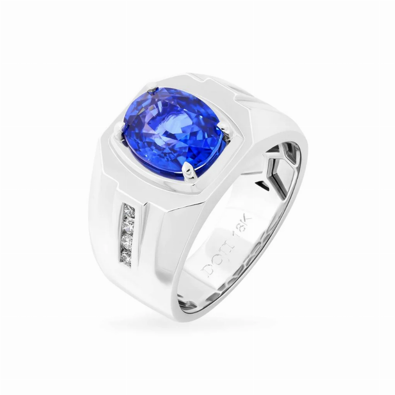 Nhẫn đá Sapphire nam tính thiết kế mạnh mẽ