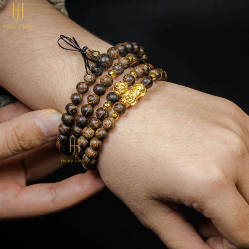 Vòng tay trầm hương mix tỳ hưu phong thủy